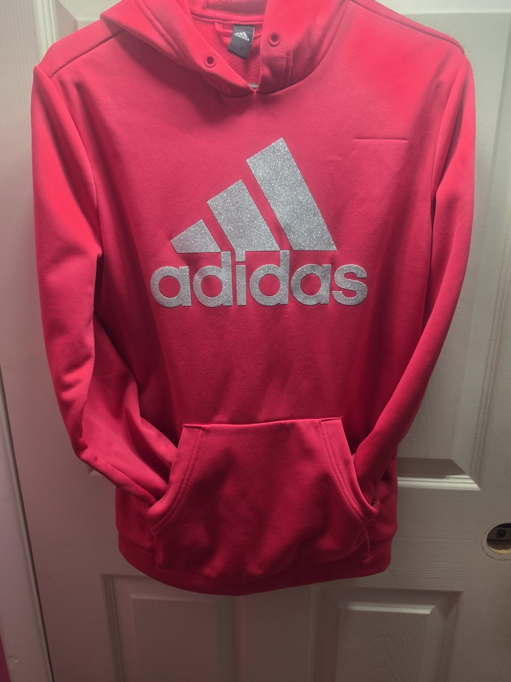 adidas Hot Pink Hoodie with Silver Logo